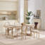 Ensemble de 2 chaises de salle à manger French Country, rembourrées avec dossier rond, tréfilées et sculptées, démontables pour une utilisation polyvalente, beige