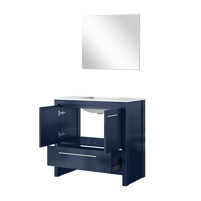 Lafarre 36" Single Bathroom Vanity Set, Navy Blue, White Quartz