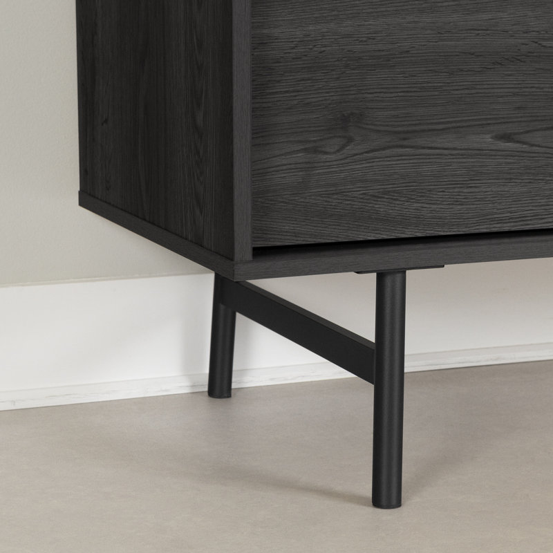 Gray Oak 75" TV Stand with Cabinet and Storage Shelves