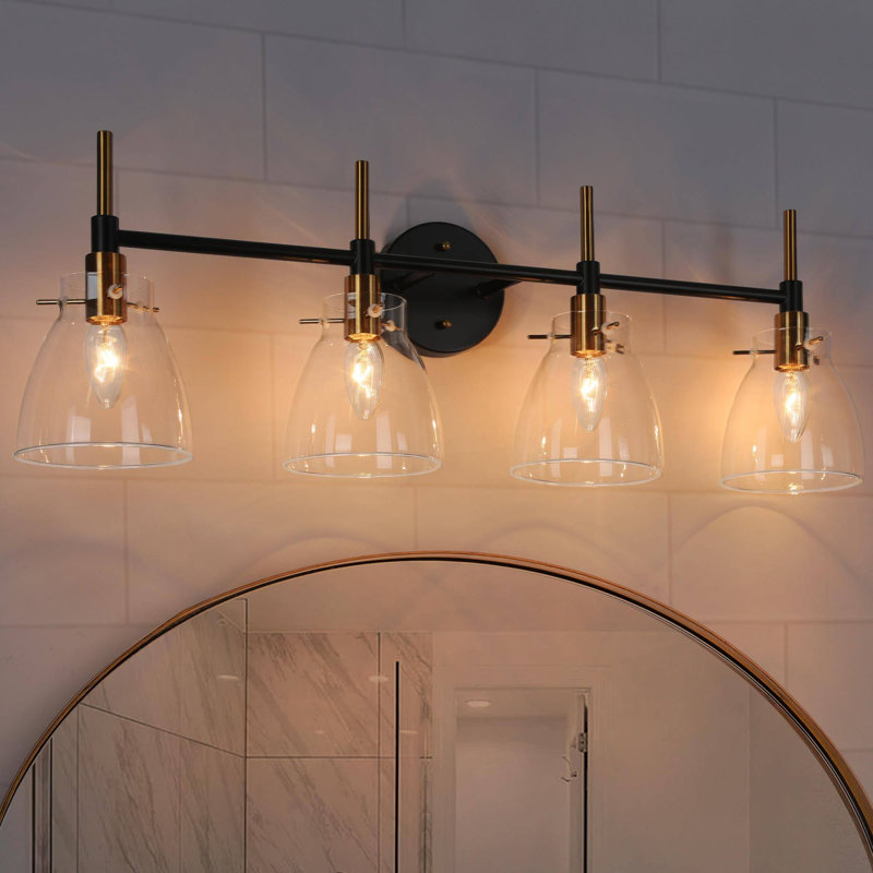 Éclairage pour meuble-lavabo à 4 lumières à intensité variable Daizjah, Or