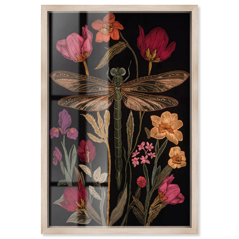 Décoration botanique Ruby Reed Rider II Shadowbox par Art Remedy, H 46 po x l 31 po, Crème, crème
