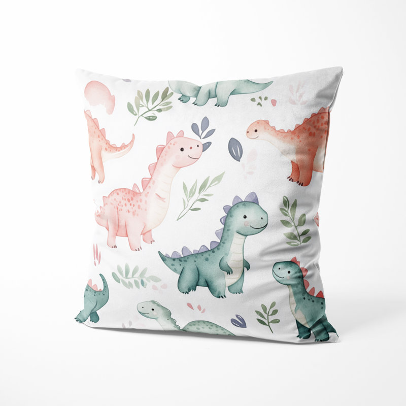 Coussin décoratif à imprimé animal - Coussin vert pour enfants, H 16 po x l 16 po