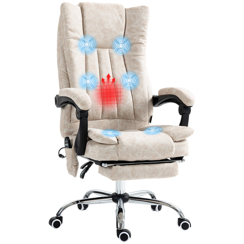 Chaise de bureau en microfibre, chaise d'ordinateur à haut dossier réglable en hauteur et repose-pieds rétractable