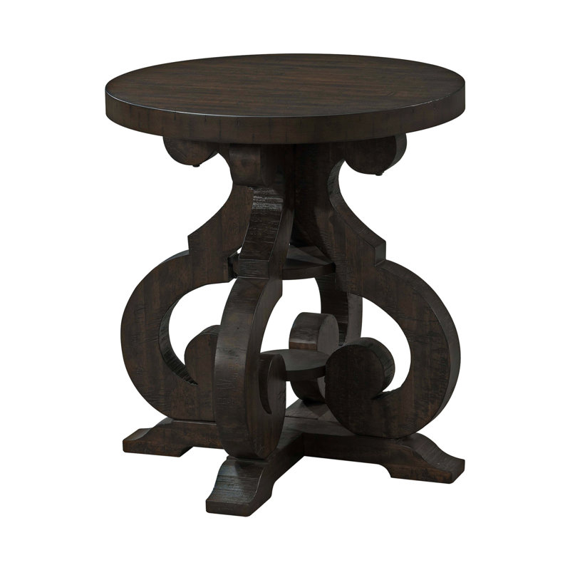 Table de bout à tréteaux en bois massif Pitcarin, Cendre foncée