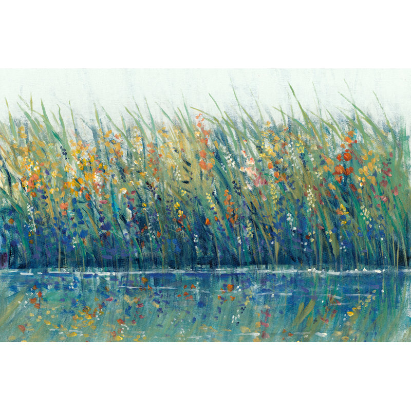 " Wildflower Reflection I " by Timothy O' Toole, 8" H x 12" W, Framed Print without Mat, Silver