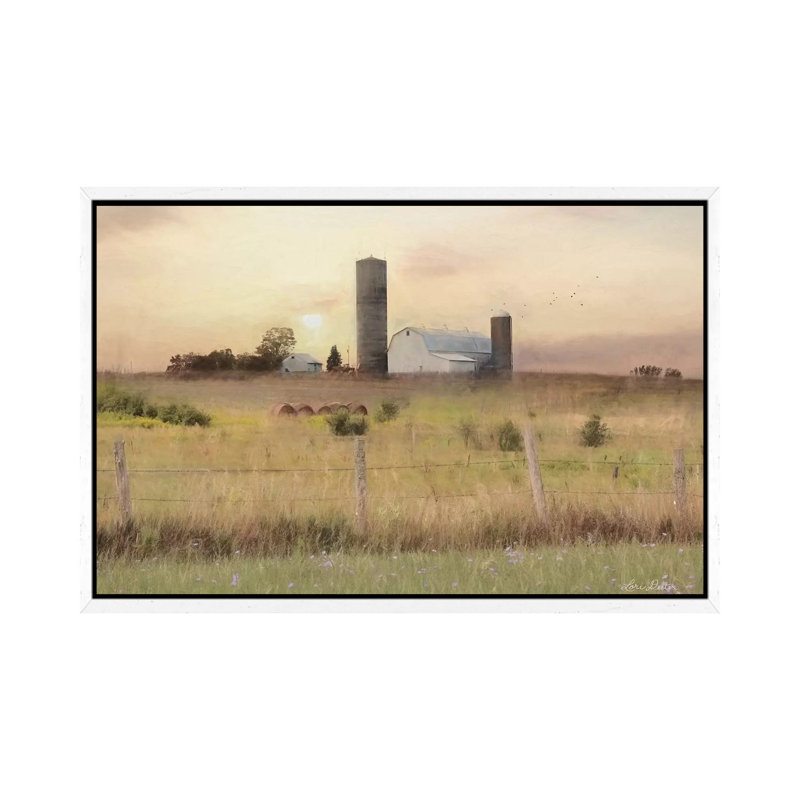 Sunset At The Dexter Farm by Lori Deiter - Print on Canvas, White Framed, 45.72cm H x 66.04cm W x 3.81cm D