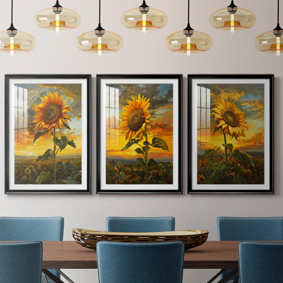 FLORAL Series CDXCVII  -Custom Framed  Premium Print W Matt - 3 Pieces