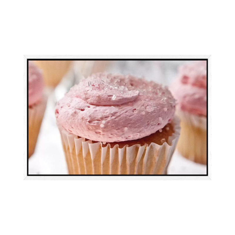 Pink Cupcake - Print on Canvas, 66.04 cm H x 45.72 cm W, White Framed