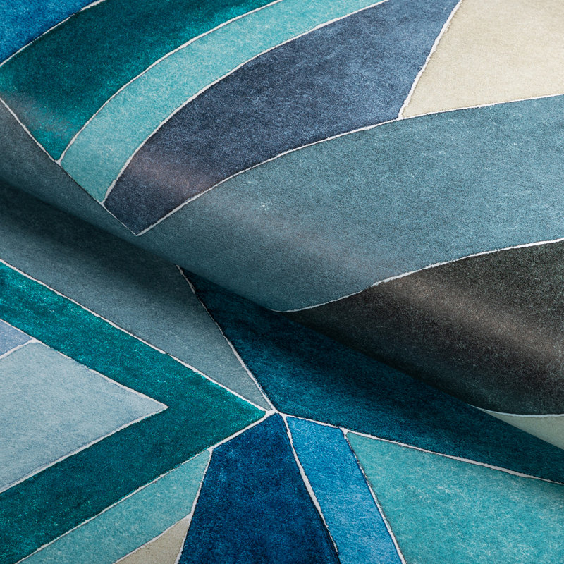 Rhapsody Roulade 33' L x 28.35" W Wallpaper Roll, Navy/Teal