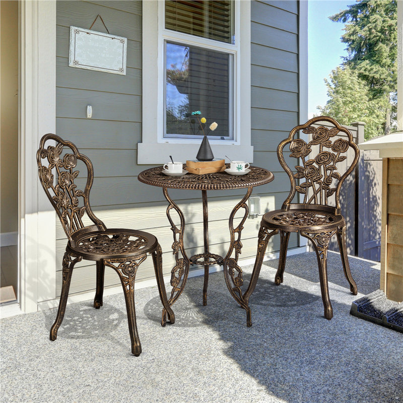 2 - Person Patio Dining Set with Round Table, Bronze