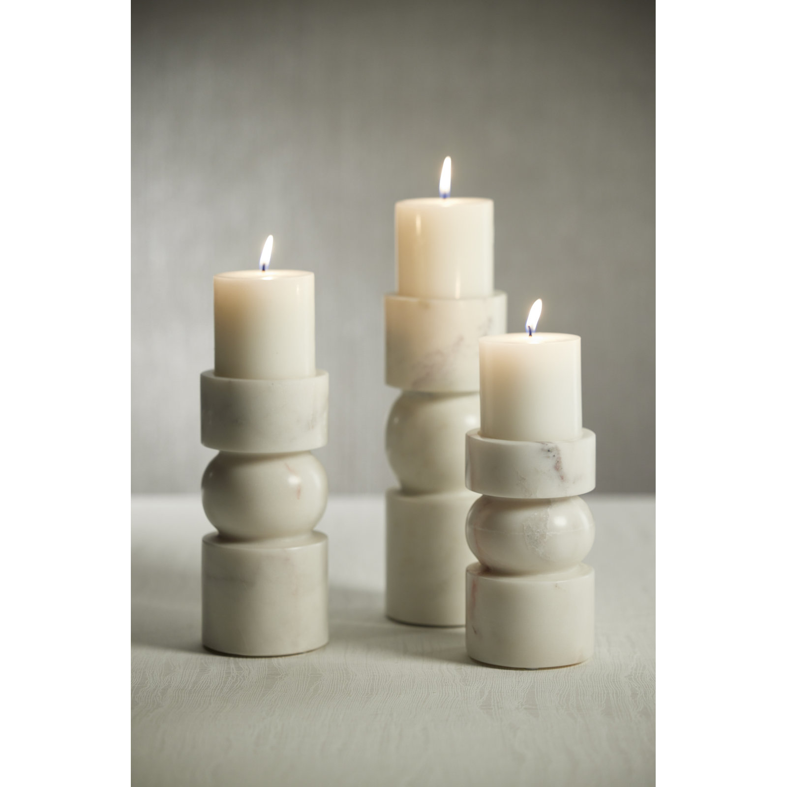 Keaton 2-Piece Genuine Marble Pillar Set, 8" H x 3.75" W x 3.75" D