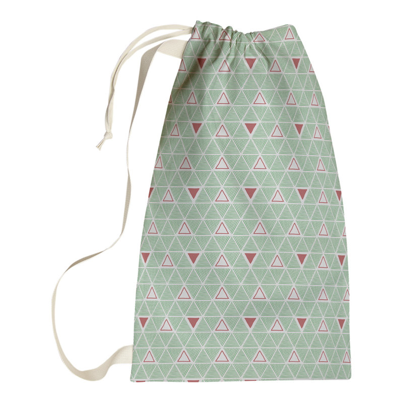 Sac à linge triangles dessinés à la main, H 29 po x l 18 po x P 1,5 po, Vert/rouge