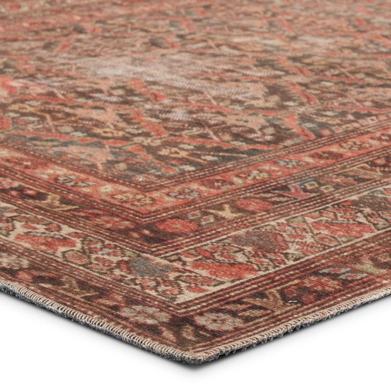 Tapis oriental rouge Vibe par Bungalow Rose Arjoel, Rectangle 4pi x 6 pi