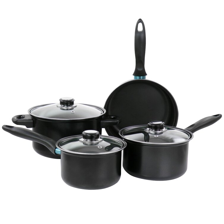 Home Basics Non-Stick 7 Piece Carbon Steel Cookware Set with Bakelite  Handles, FOOD PREP