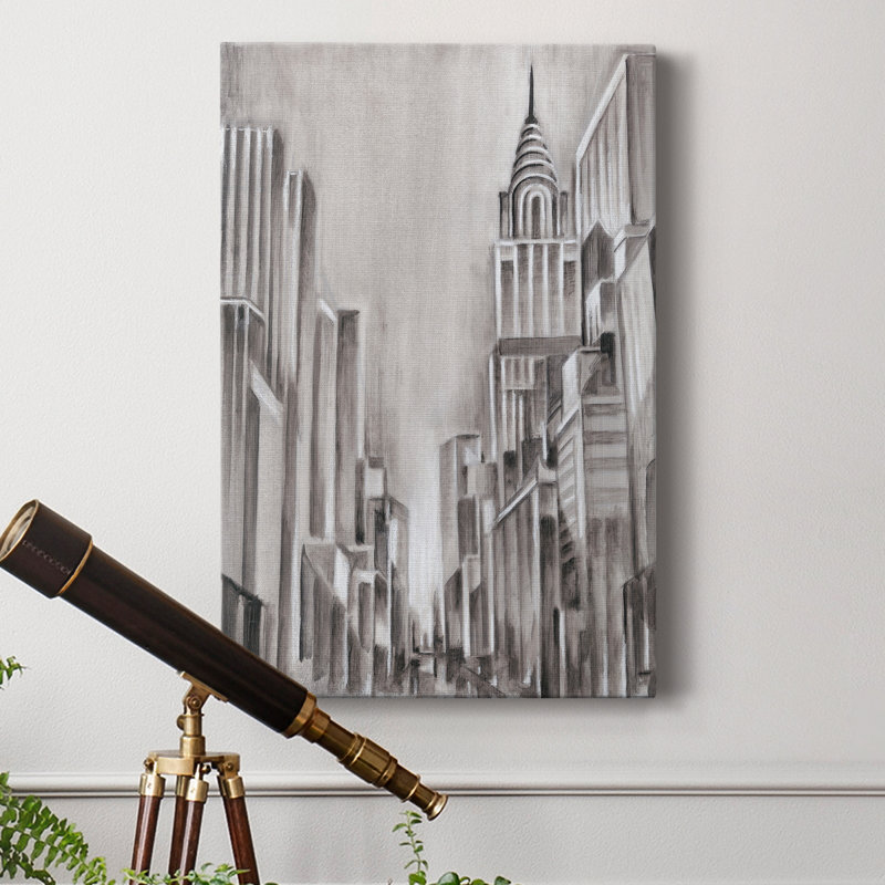Art déco, paysage urbain I - impression sur toile tendue, H 18 po x l 12 po x P 1 po