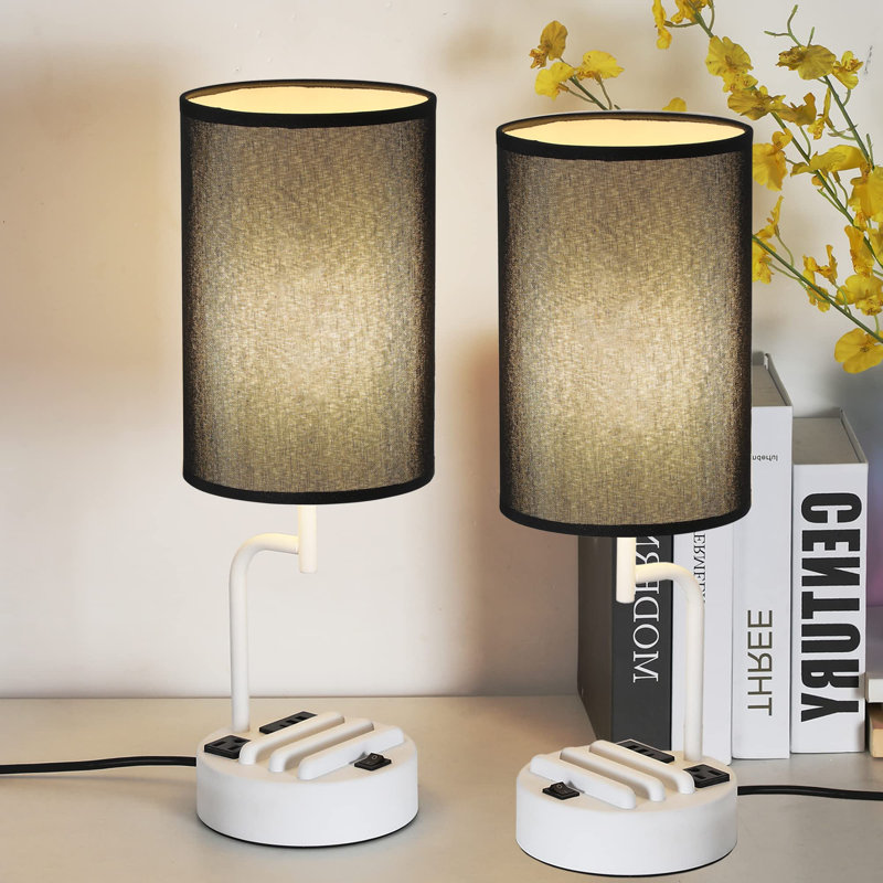 Lampe de table en métal USB, Blanc, Noir, Non