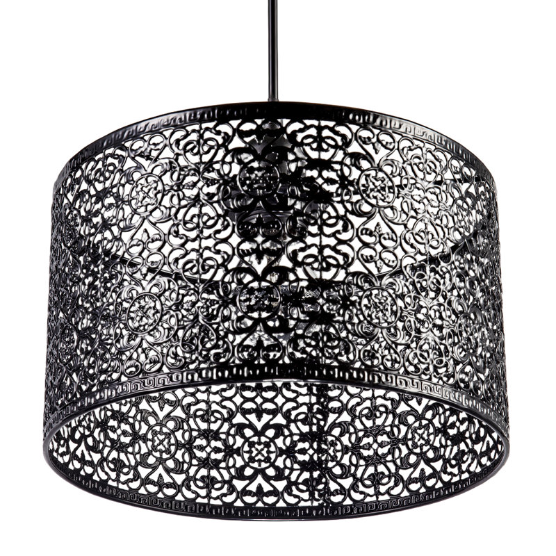 15 cm H Drum Pendant Shade ( No Direct Attachment Method ) in Black