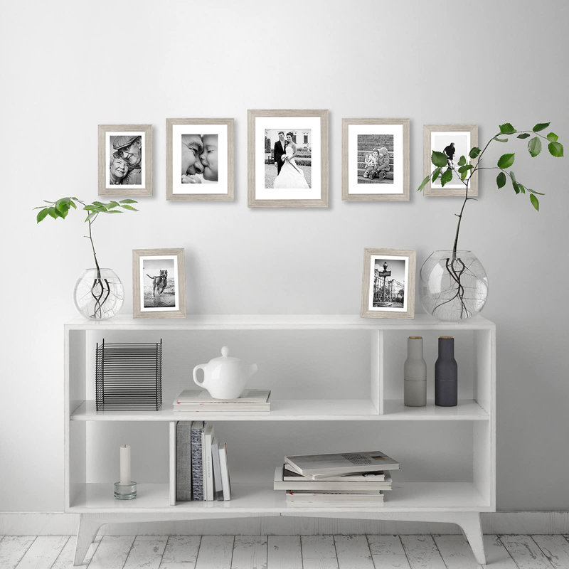 Set Of 7 Picture Frames With Shatter-Resistant Glass - Gallery Wall Frame Set With One 11X14 Frame, Two 8X10 Frames, And Four 5X7 Frames - Signature Collection - Driftwood
