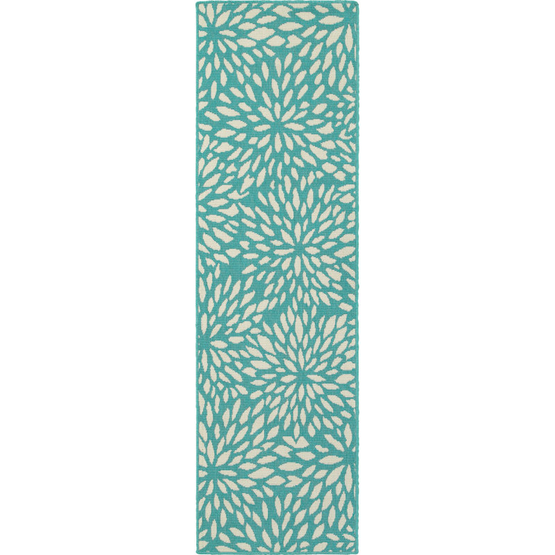 Tapis d'intérieur / extérieur floral Deltana, Tapis de couloir 2 pi 3 po x 7 pi 6 po