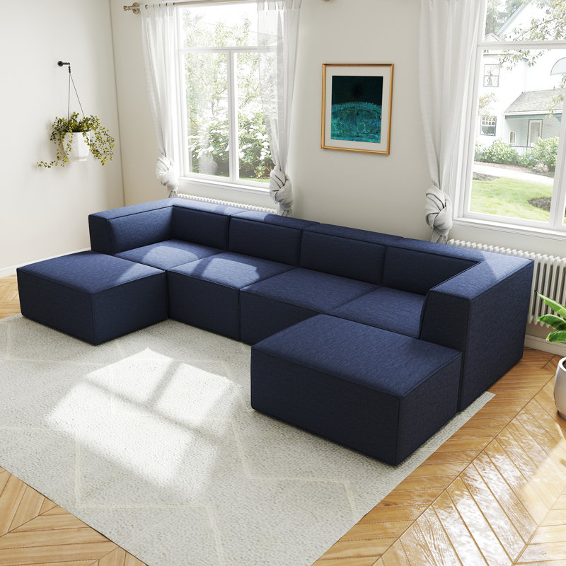 Canapé modulaire Compression Comfy Cloud, Polyester bleu