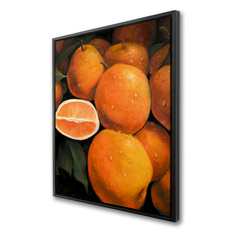 Fresh Oranges - Gastronomy Green Canvas for Home Decor