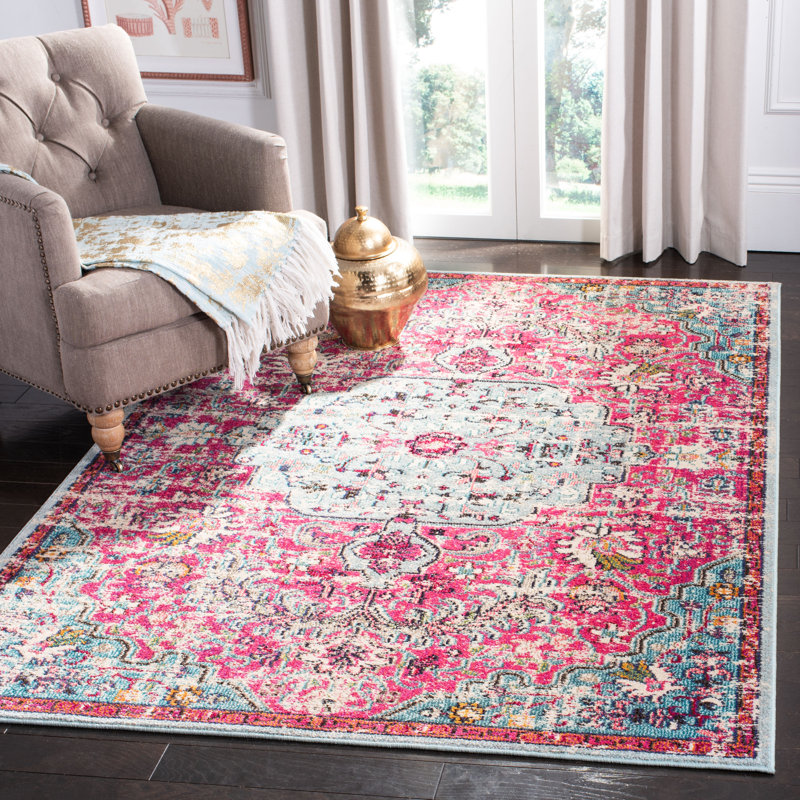 Tapis fuchsia / bleu sarcelle Felty, Rectangle 6 pi x 9 pi