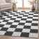 Kehr Square Modern Geometric Black Flat-Weave Area Rug