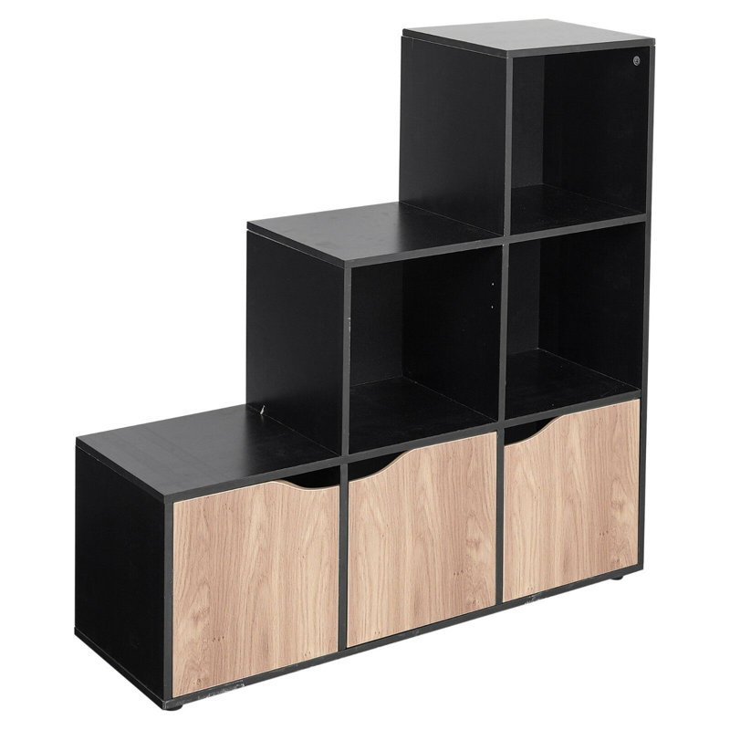 Ernest-Lee 90.5cm H x 89cm W Step Bookcase, Black