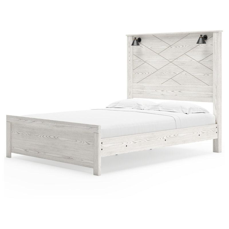 Gerridan Queen Panel Bed with Headboard in Whitewash Finish