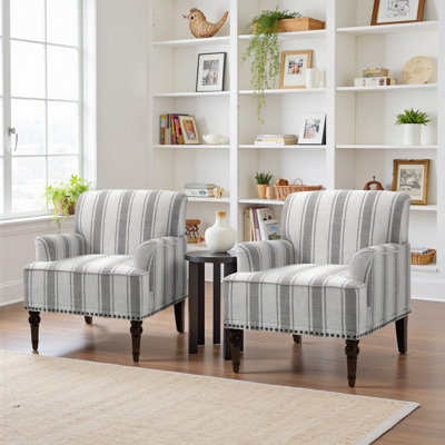 Iliana Armchair with Solid Wood Legs and Nailhead Trim by Wade Logan