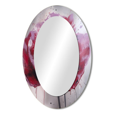 Pink Delicate Poppy II - Large Oval Wall Mirror On Metal