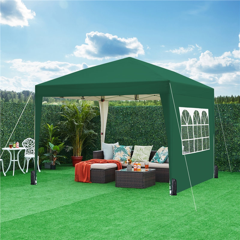 3m x 3m Iron Pop-Up Gazebo, 287cm H x 300cm W x 300cm D, Dark Green