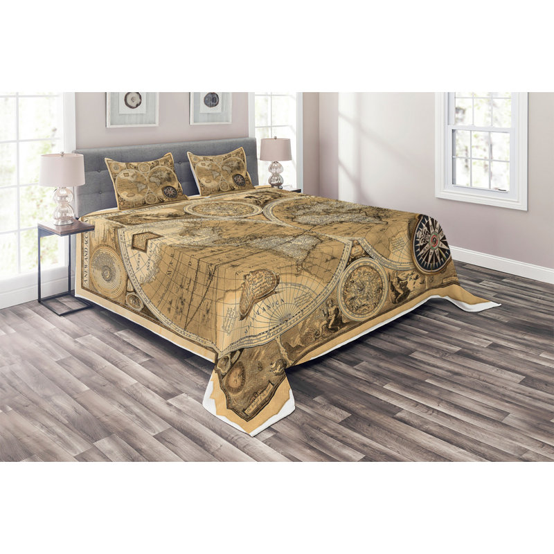 Wanderlust Eclectic Polyester Coverlet, King Bedspread + 2 Shams