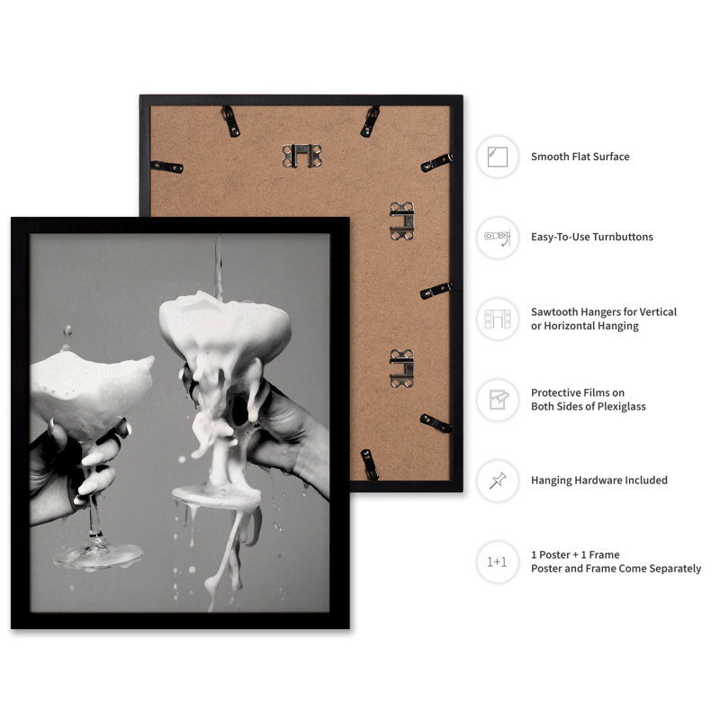 Verser du champagne No2, Black Framed, Poster, 11"H x 14"W