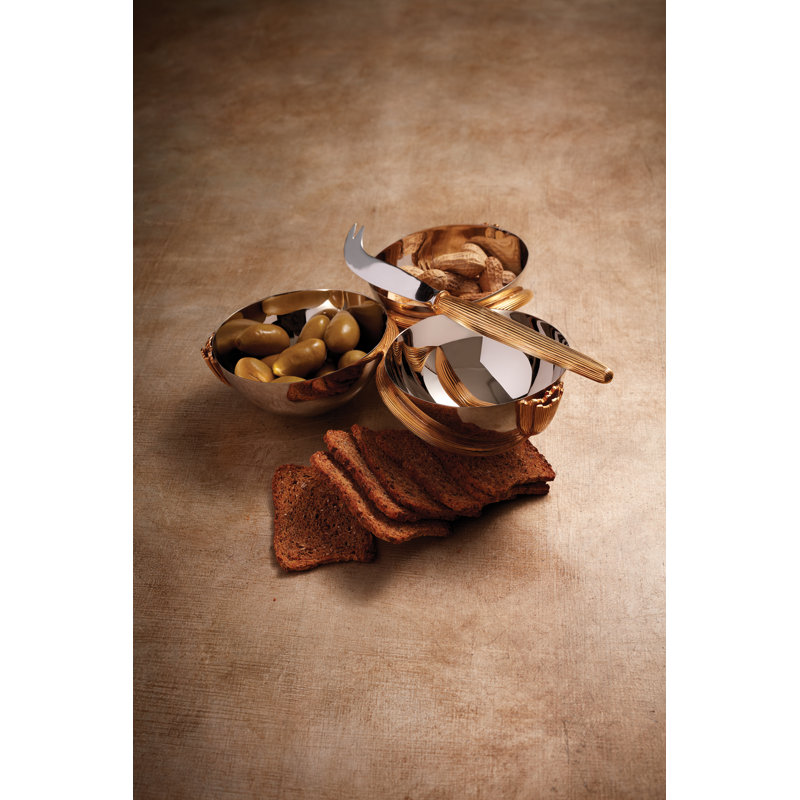 Deco Leaves - 3 Bowl Condiment Server
