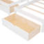 Lit double blanc au-dessus d'un lit simple et superposé, contreplaqué et pin, garde-corps de longueur, escalier multifonctionnel, 4 tiroirs de rangement, pas de sommier tapissier, conception intégrée-302877081