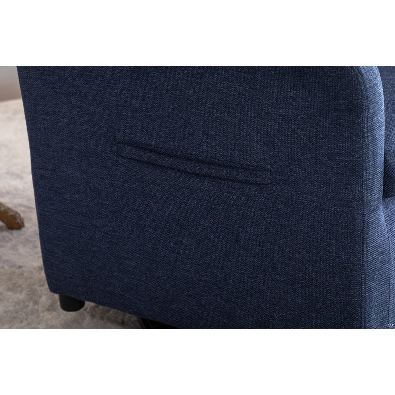 Chaise berçante pivotante en tissu Teddy, Marine