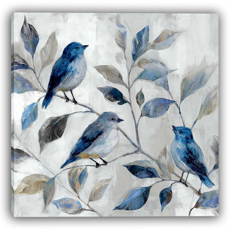 Art sur toile, "Oiseau à plumes bleues"