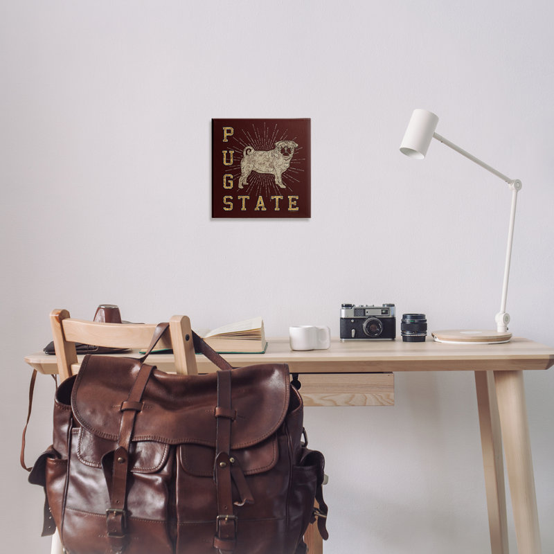 Art mural sur toile «Varsity Pug State» par Spirit Animals / Life Is High, H 17 po x l 17 po