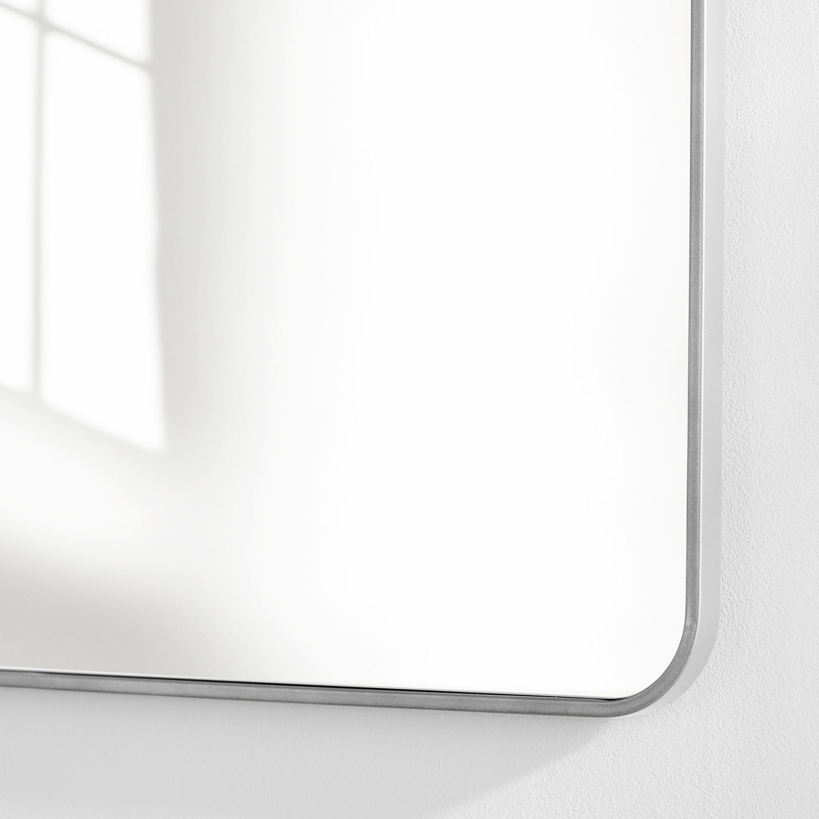 Sabine Metal Rounded Rectangle Wall Mirror, 32" x 24", Silver