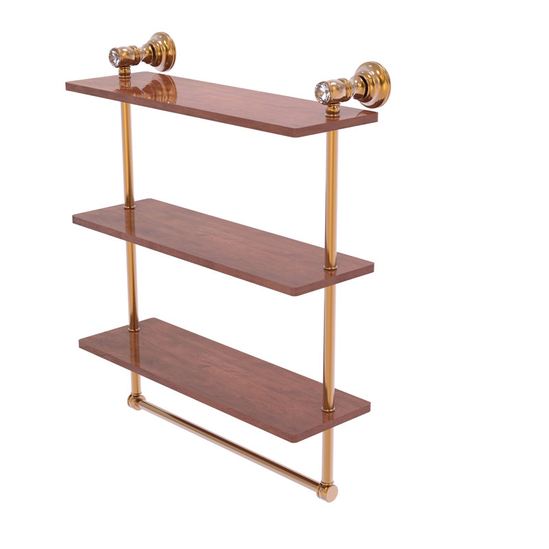 Freyja 3 Piece Ironwood Tiered Shelf with Towel Bar, Brushed Bronze, 5.54" H x 16" W x 19.7" D