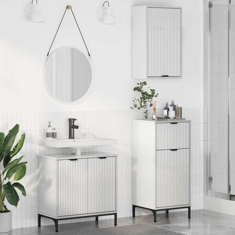 Bathroom Storage Furniture Set, High Gloss White