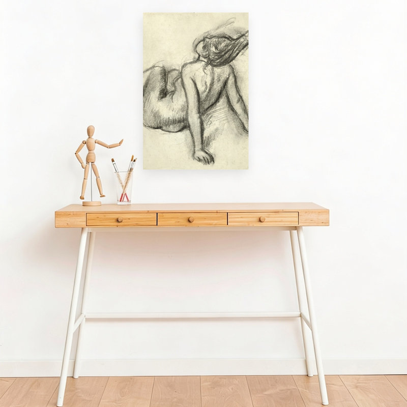 Femme se faisant coiffer - Estampe murale abstraite et contemporaine impressionniste, H 18 po x l 12 po