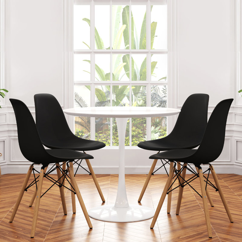 Table de salle à manger Modholic Tulip, Noir, H 29,75 po x l 35,5 po x P 35,5 po, 5 Pieces: Table, 4 Chairs