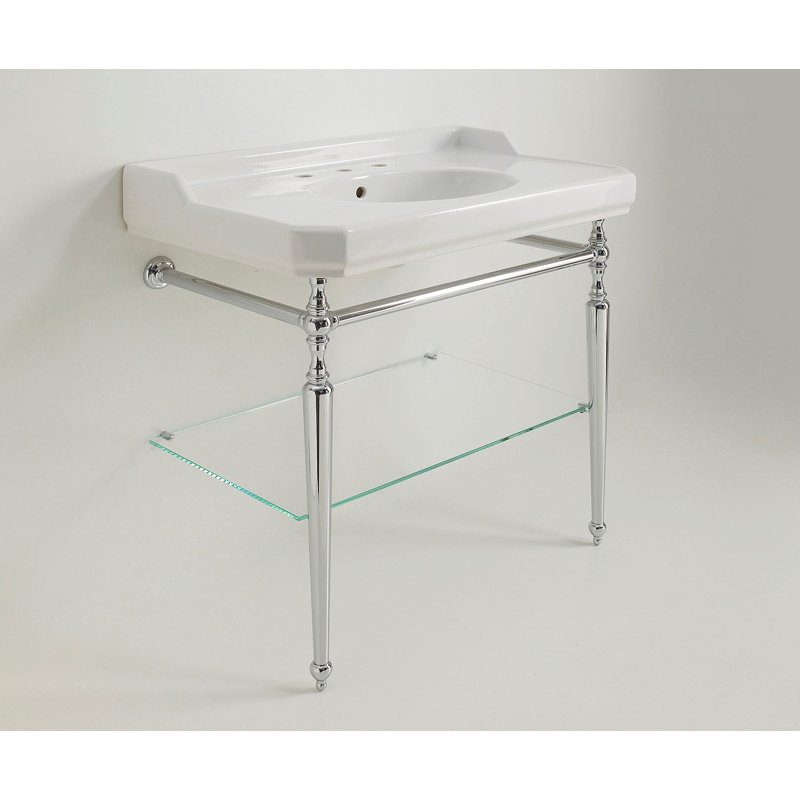 Belfry Bathroom Romainville 500mm White Ceramic Oval Wall Hung Basin Bathroom Sink with Faucet and Overflow