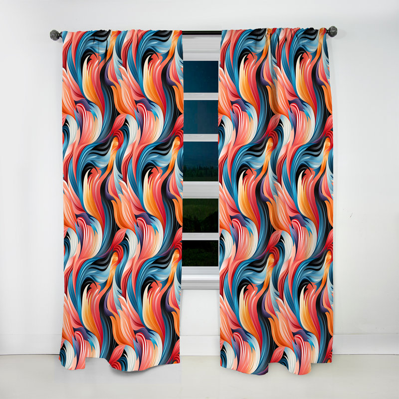 Trendy Wave Patterns - Style des années 1970 - Rideau abstrait - Velours obscurcissant - 1 panneau, L 52 po x L 108 po