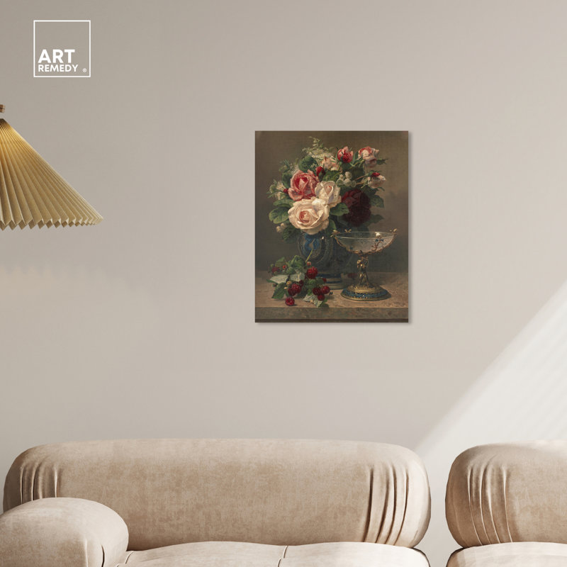 Nature morte avec roses, art mural Art Remedy, Toile tendue, H 20 po x l 16 po