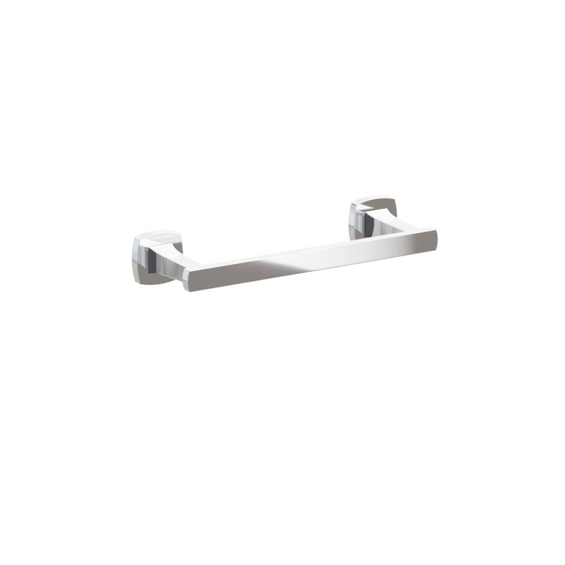 Porte-serviettes évasé transitionnel 9 po avec rosette carrée Emtek, Chrome poli, H 1,625 po x L 10,375 po x P 3,125 po