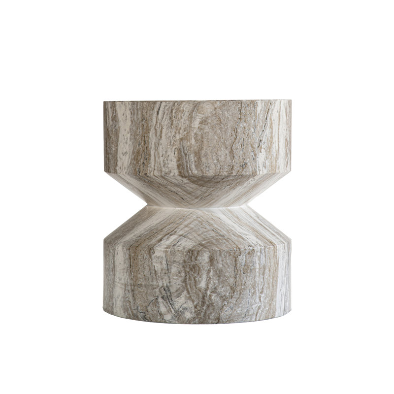 Outdoor Faux Stone Hourglass Side Table, Brown
