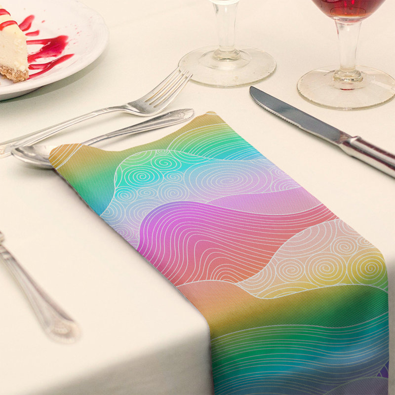 Serviette de coton à ondulations à la main, H 0,1 po x l 22 po x P 22 po, Arc-en-ciel pastel, Sergé de polyester